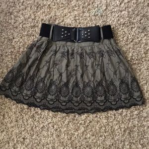 Olive green skirt with black stitching